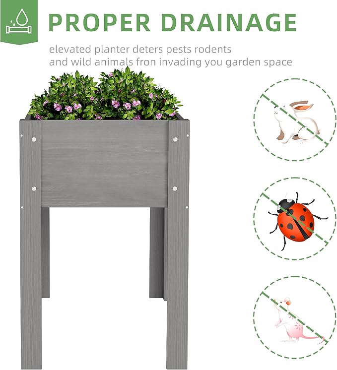 40x20x31 inch Raised Garden Bed with Legs Elevated Wooden Planter Box for Outdoor Plants Flowers Fruits Vegetable Herb Growing