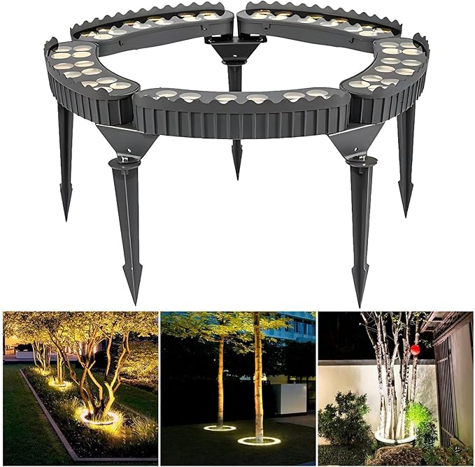 Outdoor Landscape Spotlights Outdoor Palm Tree Lights LED Low Voltage Landscape Tree Ring Lights Garden Lights (Yellow Light Pack of 5)