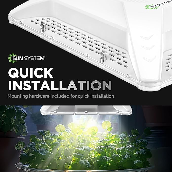 Sun System HelioGrow 200W LED Grow Light for Indoor Plants - 200 Watt High Efficiency Full Spectrum Dimmable Diodes Daisy Chain up to 512 Units 2 Year Warranty Mounting Hardware Included
