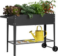 Elevate 32 Tall Raised Garden Bed with WheelPlanter Box for BackyardOutdoor Garden Patio Balcony 400lb CapacityBlack