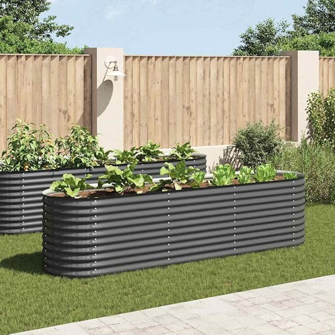 Garden Raised Bed Gabion Cages for retaining Walls Outdoor Backyard Planter Raised Garden Bed Suitable for Outdoor Landscape Lawn Cafes Backyard Patio 126x31.5x31.9 Galvanized Steel Gray