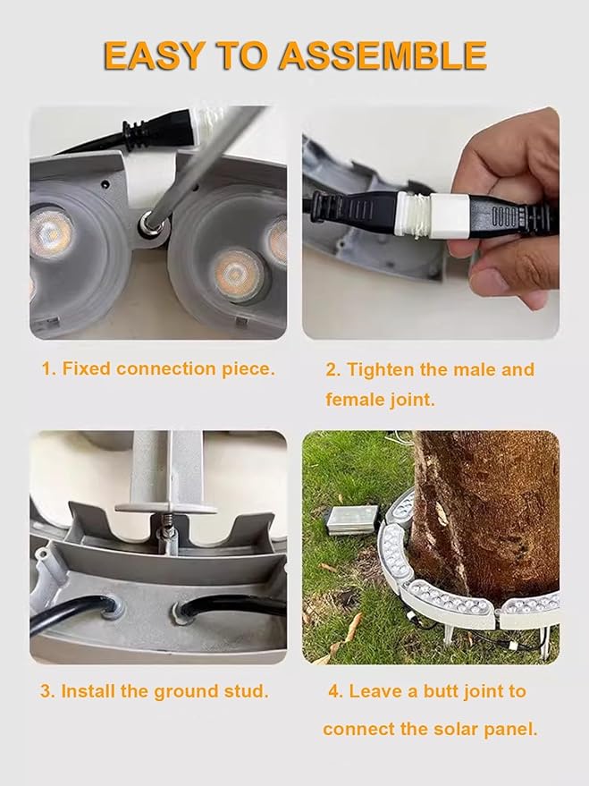 Solar Lights OutdoorSmall Landscape Spotlights LED Low Voltage Landscape Tree Ring Lights for Park Lawn (White Light Pack of 7)