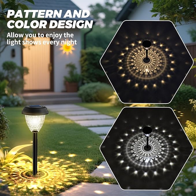 Super Bright Solar Light Waterproof 6 Pack Up to 12 Hours of Solar Outdoor Access Garden Light Automatic on/Off LED Landscape Lighting Decorate Walkways Courtyards Terraces