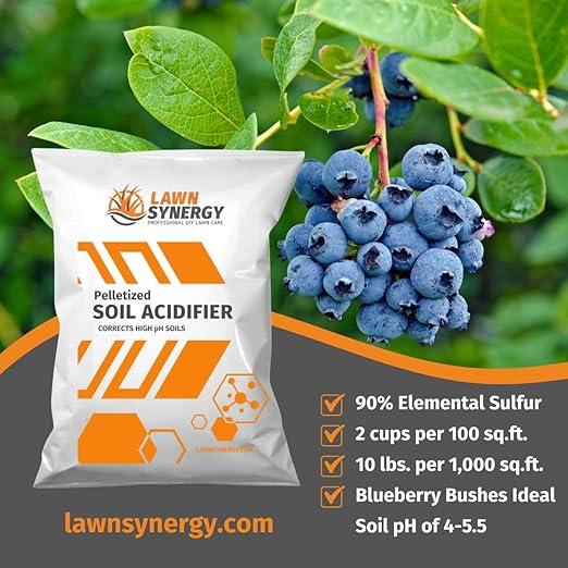 Soil Acidifier - pH Correction 90% Elemental Sulfur for Lawns Blueberry Bushes Hydrangeas Vegetables and Other Acid Loving Plants. (18 lbs.)
