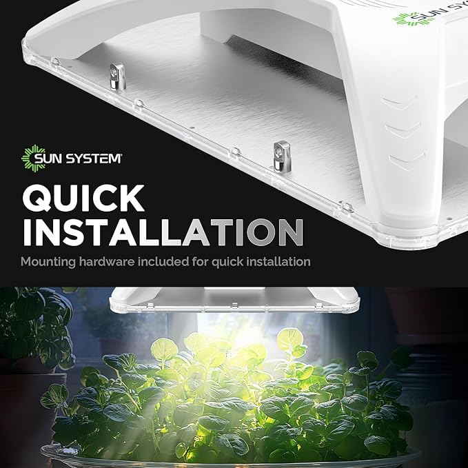 Sun System HelioGrow 100W LED Grow Light for Indoor Plants - 100 Watt High Efficiency Full Spectrum Dimmable Diodes Daisy Chain up to 512 Units 2 Year Warranty Mounting Hardware Included