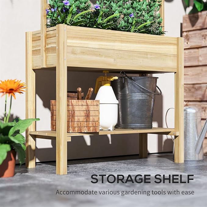 Raised Garden Planter Outdoor Garden Raised Bed Vegetable Flower Planter Raised Stand for Garden Grow Your Own Herb GardenRaised Garden Bed Outdoor Planter Box &amp Plant Stand with Climbing Rack
