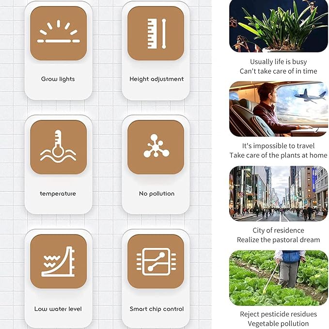 Hydroponic Kit Indoor Lamps for Growing Plants Low Water Level IndicatorSmart Chip Control Growing Plants Indoors Kit for Garnishing Vegetables and Fruits