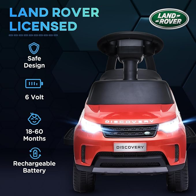 Qaba Land Rover Licensed 6V Ride on Push Car 2 in 1 Sliding Car Battery Powered Electric Car for Kids with Headlights Music Horn for 18-60 Months Red