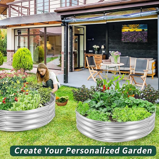3 ft Galvanized Steel Raised Garden Bed Large Outdoor Metal Planter Box Big Flower Plant pots for Patio Backyard Porch Deck Planting Flowers Vegetables and Herbs (Silver 3 ft)