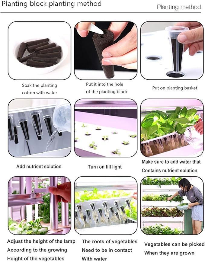 Hydroponic Tower Growing kit with LED Grow Light 48/64/90/120Holes Indoor Grow Tower Self-watering Growing Kit with Hydrating Pump Garden Tower Aeroponics Growing Kit90hole