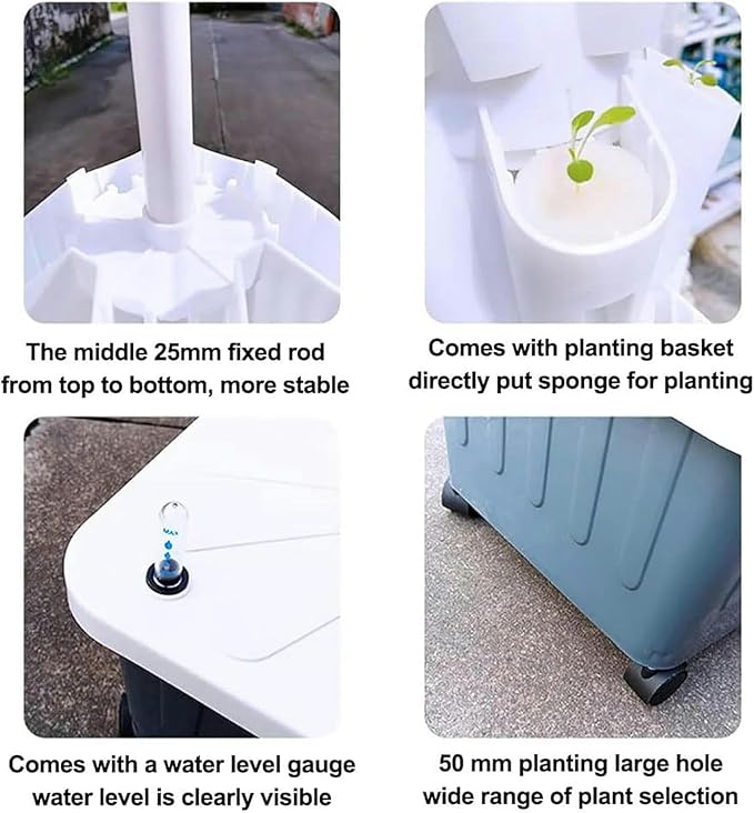 Hydroponics Tower Hydroponic Growing Aeroponics Grow Kit Aquaponics Planting for Fruits and Vegetables with Hydrating Pump