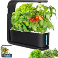 Hydroponics Growing System Indoor Herb Garden with 3 Kinds of Led Grow Light 10h Timer 3 Holes 3 Inch Adjustable Light Stand Transparent Water Level Smart Garden Hydroponic Indoor Black