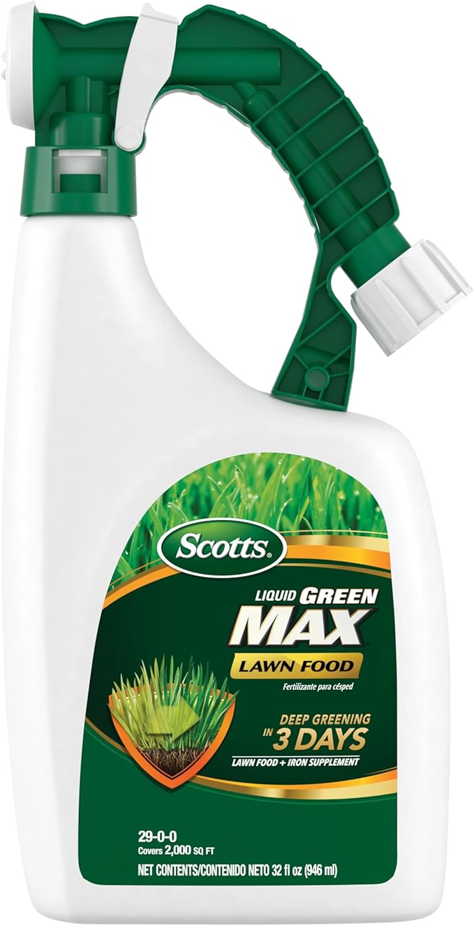 Scotts Liquid Green Max Lawn Food: 2000 sq. ft. 2-in-1 Fertilizer and Iron Supplement Use on Any Grass Type 32 oz.