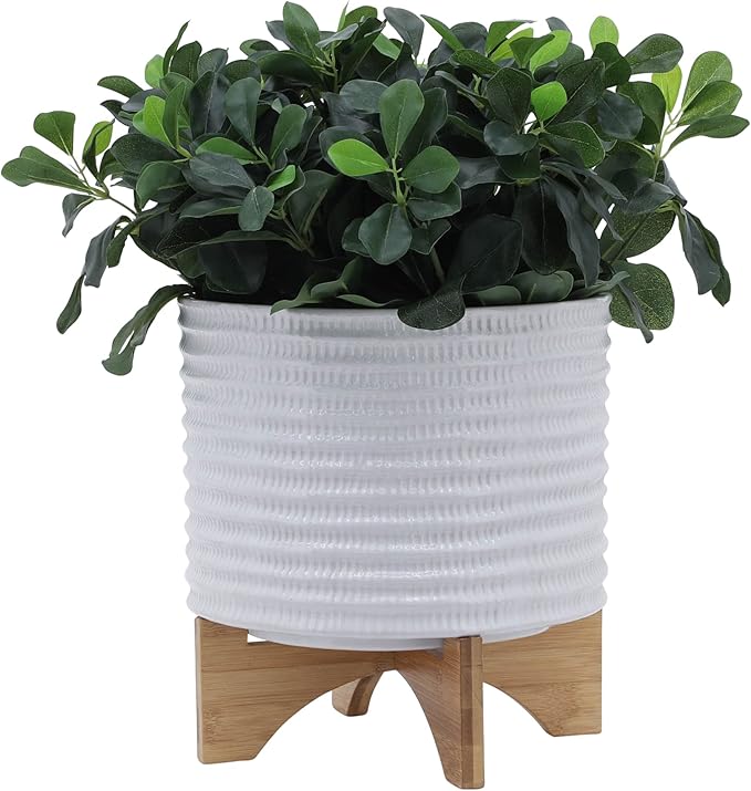 Generic 10 Textured Planter W Stand White