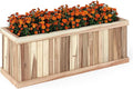 Giantex Acacia Wood Raised Garden Bed Rectangular Planter Box w/Drainage Gaps Floor Standing Window Mount for Flower Vegetable Herb Fruit Outdoor Plant Container for Backyard Lawn 36x12x12