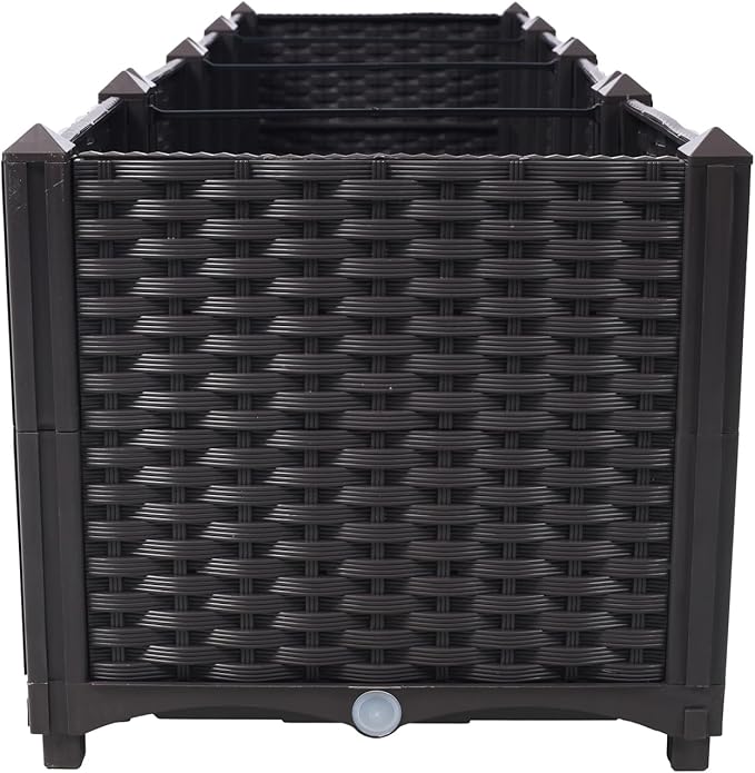 Deep Raised Garden Bed Plastic Planter Boxes for Vegetables Flowers Herbs and SucculentsSelf-Watering Planter Box Raised Bed to Grow Flowers Herbs &amp Vegetables (63 Inch)