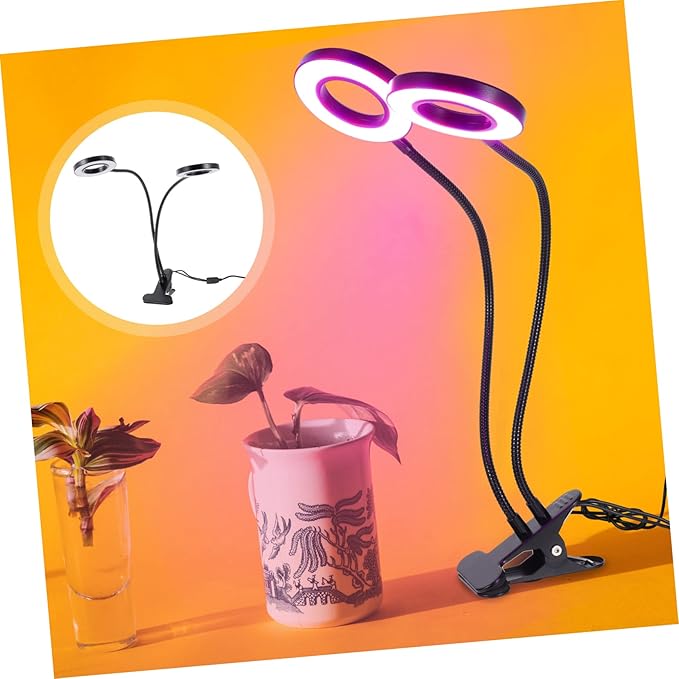 Adjustable Dual-Head LED Plant Growth Lamp for Indoor Use 5V Timer Function Clip-On Design Color Cycle for Greenhouse and Home Planting