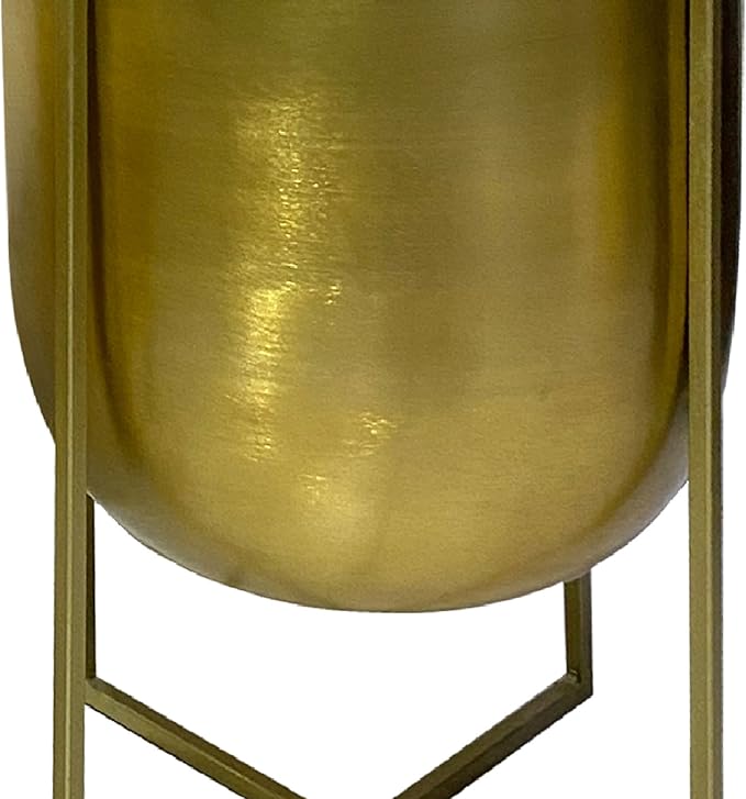 Generic 16 13 Inch High Brass Raised Planter with Stand Set of 2 Gold