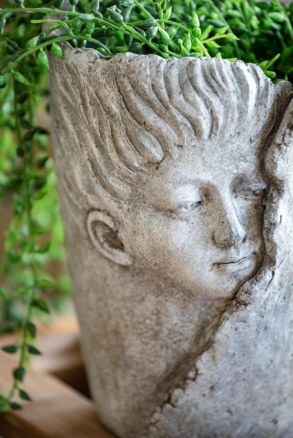 Set of 2 6.5x6x8.5 Sleep Face Accent Planter