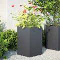 Anthracite Steel Hexagonal Garden Planter Set of 2 Large Outdoor Raised Garden Bed for Flowers &amp Vegetables 15.7x18.1x17.7in Durable Metal Planter Box