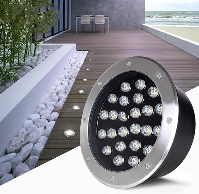 Outdoor Ground Light LED Well Lights IP66 Waterproof Garden Round Underground Spotlights AC85-110V for Garden Yard Tree Pathway Landscape Light