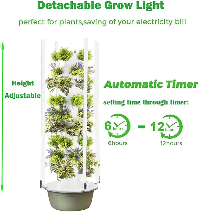Hydroponics Growing System 5/7/9 Layer Tower Garden Hydroponics Growing System Indoor Smart Garden with LED Light Plants Indoor Hydroponic Vegetable Tower for Gardening Lover7Layer
