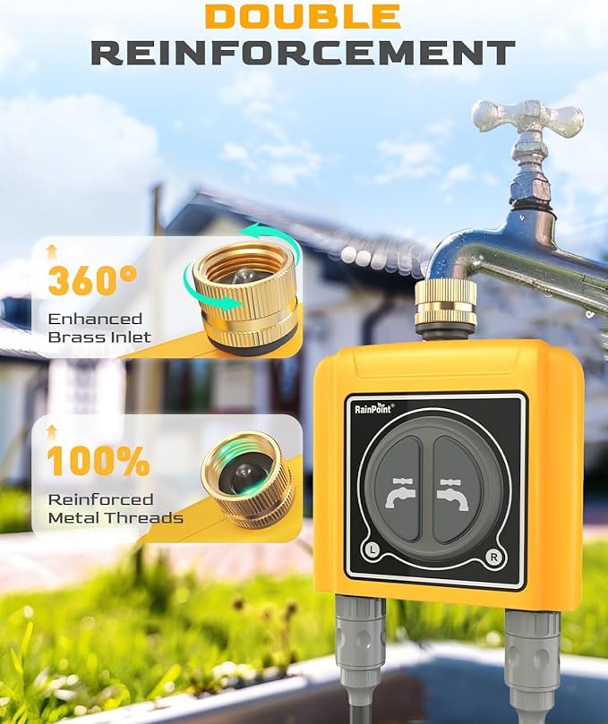 RAINPOINT WiFi Sprinkler Timer 2 Zone Smart Water Hose Timer 2 Outlet Only Without WiFi Hub Must Use with 2.4Ghz WiFi and TWG004WRF WiFi Hub (Lot Number After 202108)
