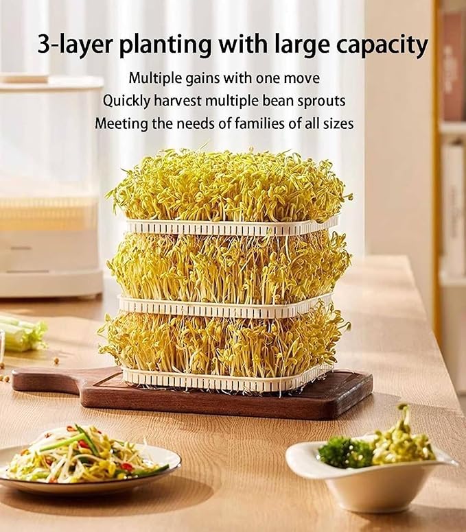 Automatic Sprouter Bean Growing Machine 3 Layers Home Smart Bean Sprout Machine with 1.5L Water Tank 360° Automatic Spray