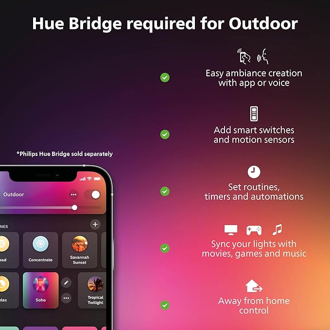 PHILIPS Hue Calla Large Outdoor Pedestal Light (Low-Volt) (104 x 402 mm) White &amp Color Pathway Light Voice Control with Alexa Apple Home &amp Google Assistant Bridge Required
