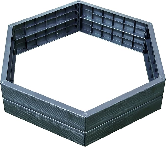 Exaco Trading Company Exaco 645100 Modern Modular Raised Bed - Hexagon Shape 2 Panels High