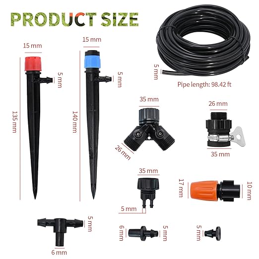 Drip Irrigation Kit 30M/100FT Garden Watering System Automatic Irrigation Kit Water Volume Adjustable Sprinkler System