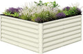 SnugNiture Galvanized Raised Garden Bed 4x4x2FT Outdoor Large Metal Planter Box Steel Kit for Planting Vegetables Flowers Beige White