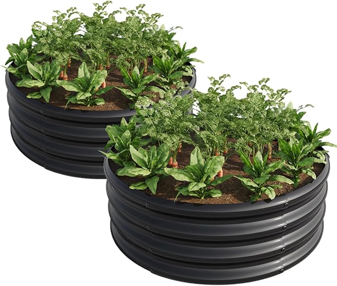 2.6x2.6x1ft Galvanized Steel Raised Garden Bed for Vegetables 110 Gallon Large Outdoor Metal Planter Box with Reinforced Corners Heavy Duty Corrosion Resistant Planter for Flowers Black