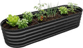Relaxdays Raised Bed Galvanised Metal for Flowers Plants and Vegetables H x D: 45 x 200 x 60 cm Oval Plant Bed Anthracite
