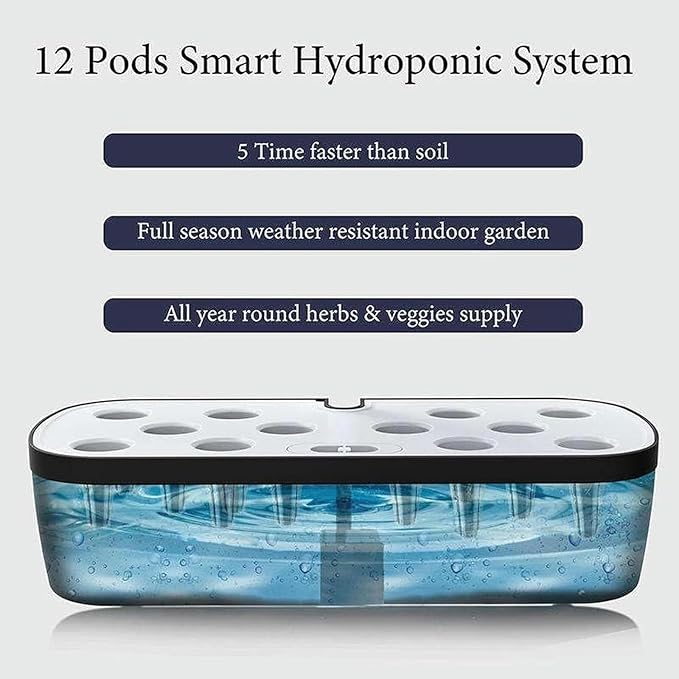 Hydroponics Growing System Adjustable Indoor Herb Garden Kit with LED Grow Light  Automatic Timer 12 Pod Hydroponics Growing System for Home Kitchen