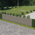 Galvanized Steel Gabion Planter Raised Bed Outdoor Garden Galvanized Steel Wire Mesh Grid Stone Wall Flower Raised Bed for Vegetables Flowers Plants 248x11.8x39.4