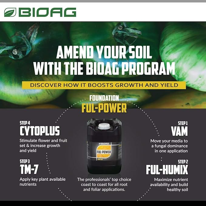 BIOAG Ful-Humix Organic Humic Acid Soil Dry Amendment Increases Yield Nutrient Uptake for All Plants Lawn (300 Grams)