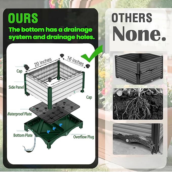 3PCS Raised Garden Beds Outdoor with Legs Planter Box 47x16x21in Reinforced Support Rods Drainage Grid Multi-Combination Options for Vegetables Flowers Herbs Ideal for Balcony Patio Gardening