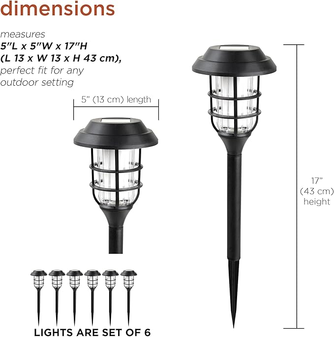 Alpine Corporation 17 Tall Outdoor Solar Powered Pathway LED Torch Light Stakes (Set of 6)
