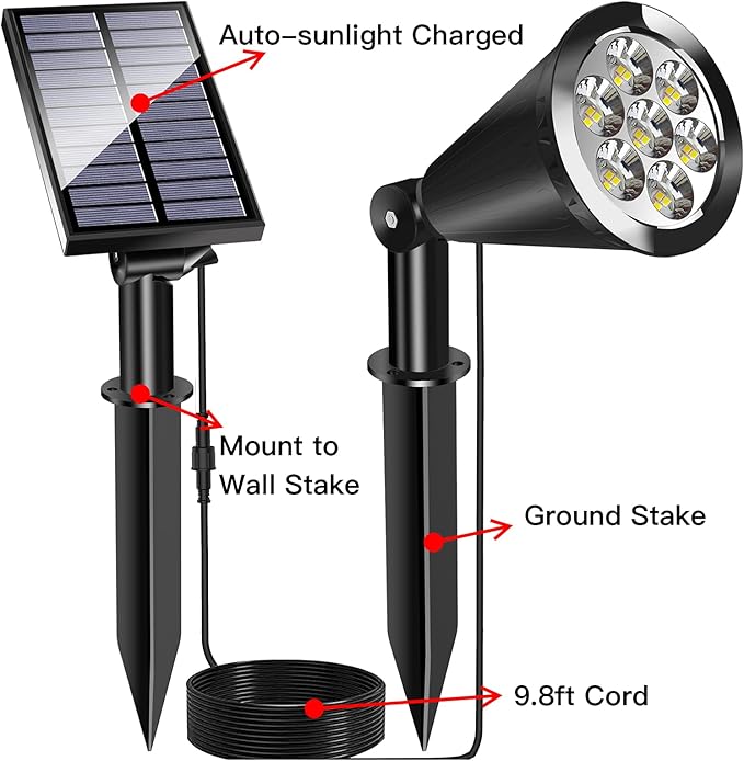 MEIHONG Solar Spot Light Outdoor Waterproof LED Landscape Lights Dusk to Dawn 2-in-1 Solar Spotlight Solar Powered Accent Lights for Garden Porch Walkway Patio (4 Pack)