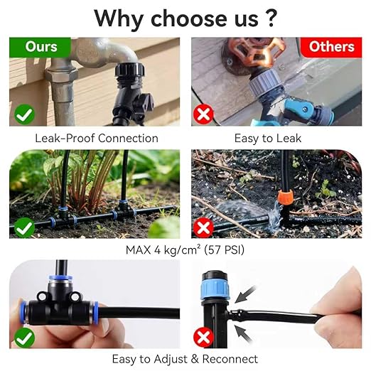 100FT Drip Irrigation SystemGarden Watering System with 17 Copper Nozzles&amp1/4 Tubing 360° Adjustable Irrigation System for GardenAutomatic sprinklers for YardRaised Beds&ampGreenhouse