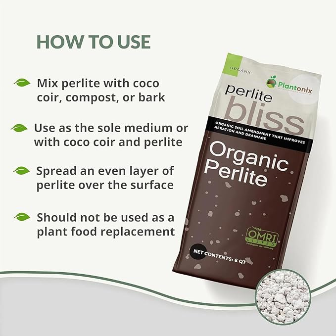 Perlite Bliss (4 Cubic Ft) - Organic Perlite for Plants Indoor Soil Amendment - Bulk Perlite for Gardening &amp Seed Starting - Mixes Easily with Potting Soil Vermiculite &amp Coco Coir for Plants