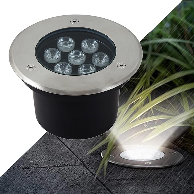 Round Courtyard Underground Spotlight - Outdoor Ground Landscape Light LED Recessed Ground Spotlights IP65 Low Voltage LED Underground Light for Garden Square Pathway Villas Lawn Terrace