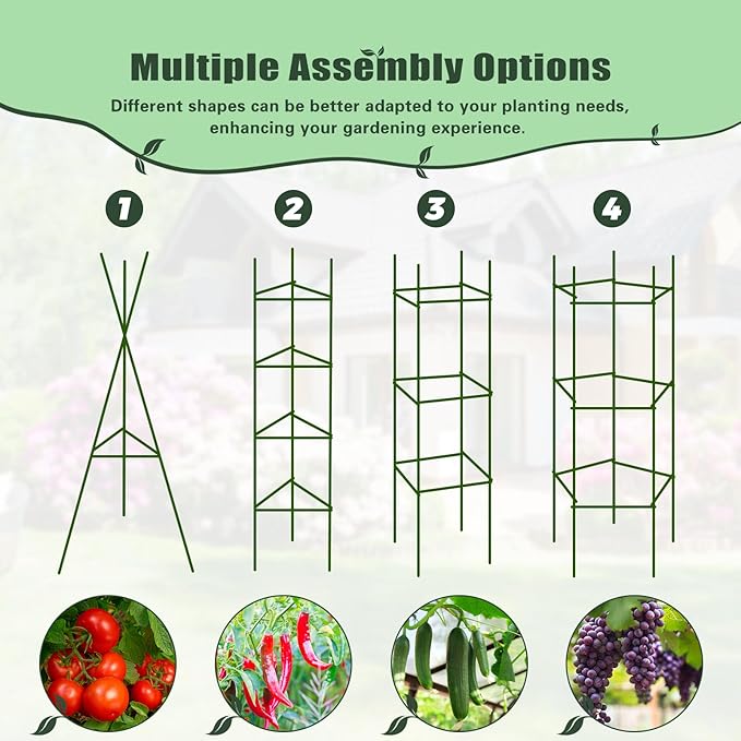 DoCred 3 Pack 2x2x1Ft Round Galvanized Raised Garden Bed Metal Garden Bed Outdoor with Tomato Cages for Gardening Above Ground Planter Box for Plants Vegetables Herbs Flowers Wood Grain