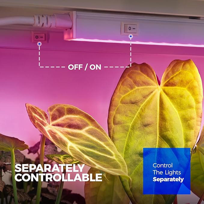 Barrina T5 Grow Lights Full Spectrum 2ft 80W (8 x 10W 500W Equivalent) T5 LED Grow Light Bulbs Plant Lights for Indoor Plants Greenhouse Plug and Play Pink 8-Pack