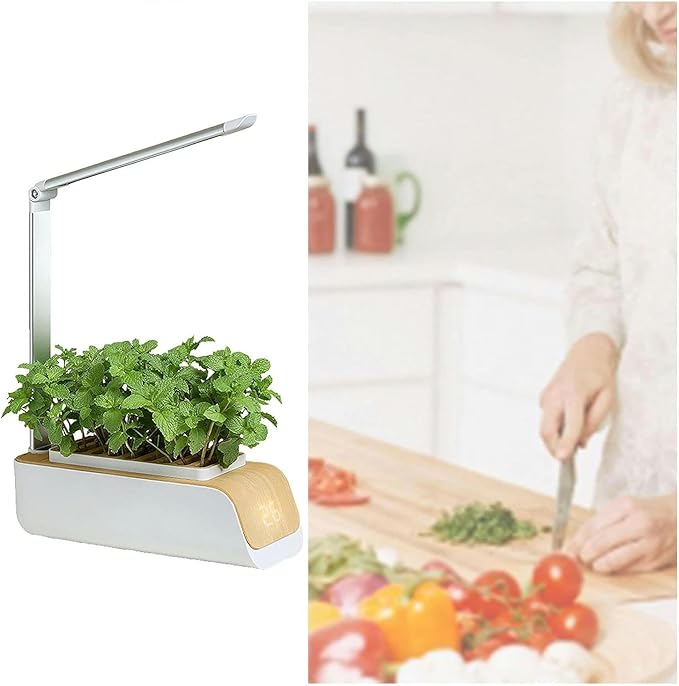 System of Culture of Hydroponic Plants 180 -Degree Adjustable Growth LED Light Automatic Filling Light Kitchen Herbal Garden Light Gardening Gifts for Female Mothers