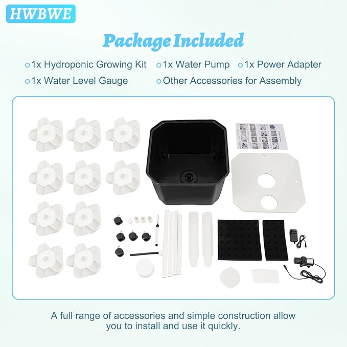 50 Pots Hydroponics Tower 8 Tiers Hydroponics Growing System Tower Vertical Tower Planter Pump Tower with Water Tank Irrigation Pump and Movable Water Tank for Hydroponic Gardening Lovers (White)