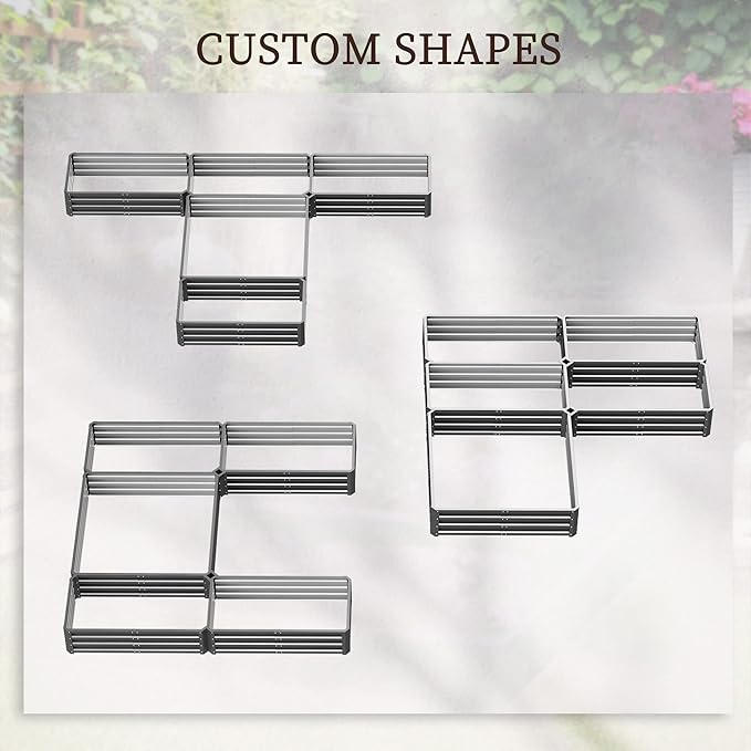 Outsunny 8 x 8' Raised Garden Bed Set Large Steel Flower Planters for Outdoor Plants Easy Assembly for Vegetables Herbs Gray