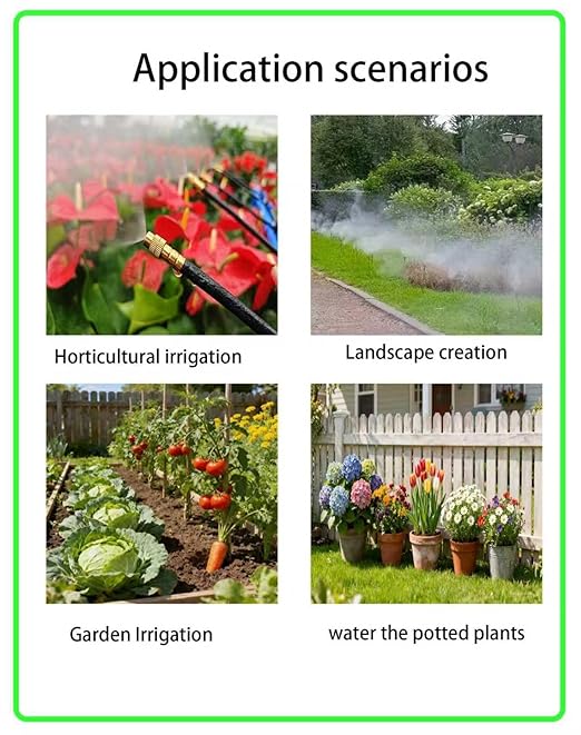 Drip Irrigation System 360 Adjustable Mist Sprayer Nozzle High Volume Water Flow Rotating Sprinkler Head for GardenPatioPotted PlantsEasy Install Fine Misting to Jet Spray (50FT+16Nozzles)