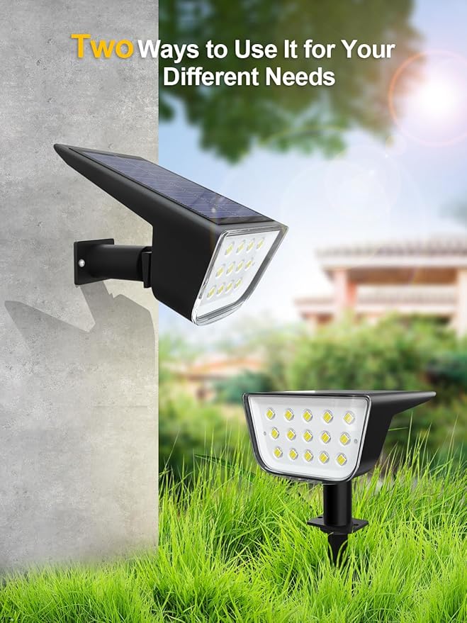 Solar Spot Lights Outdoor Ultra Bright Solar Garden Lights Warm White IP68 Waterproof Landscape Spotlights 800LM 2700K for Yard Garden Wall Driveway 8 Pack